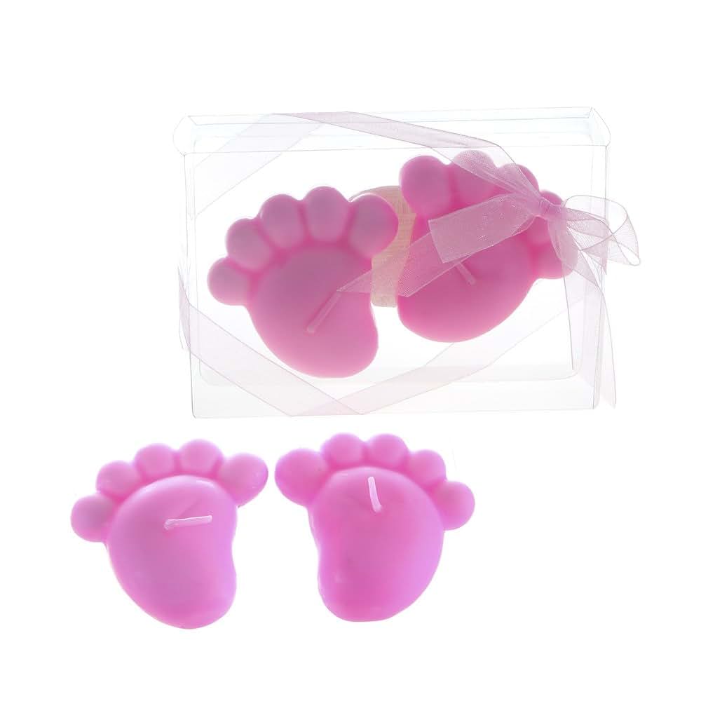 Lunaura Baby Footprints Floating Candle Set - Pink