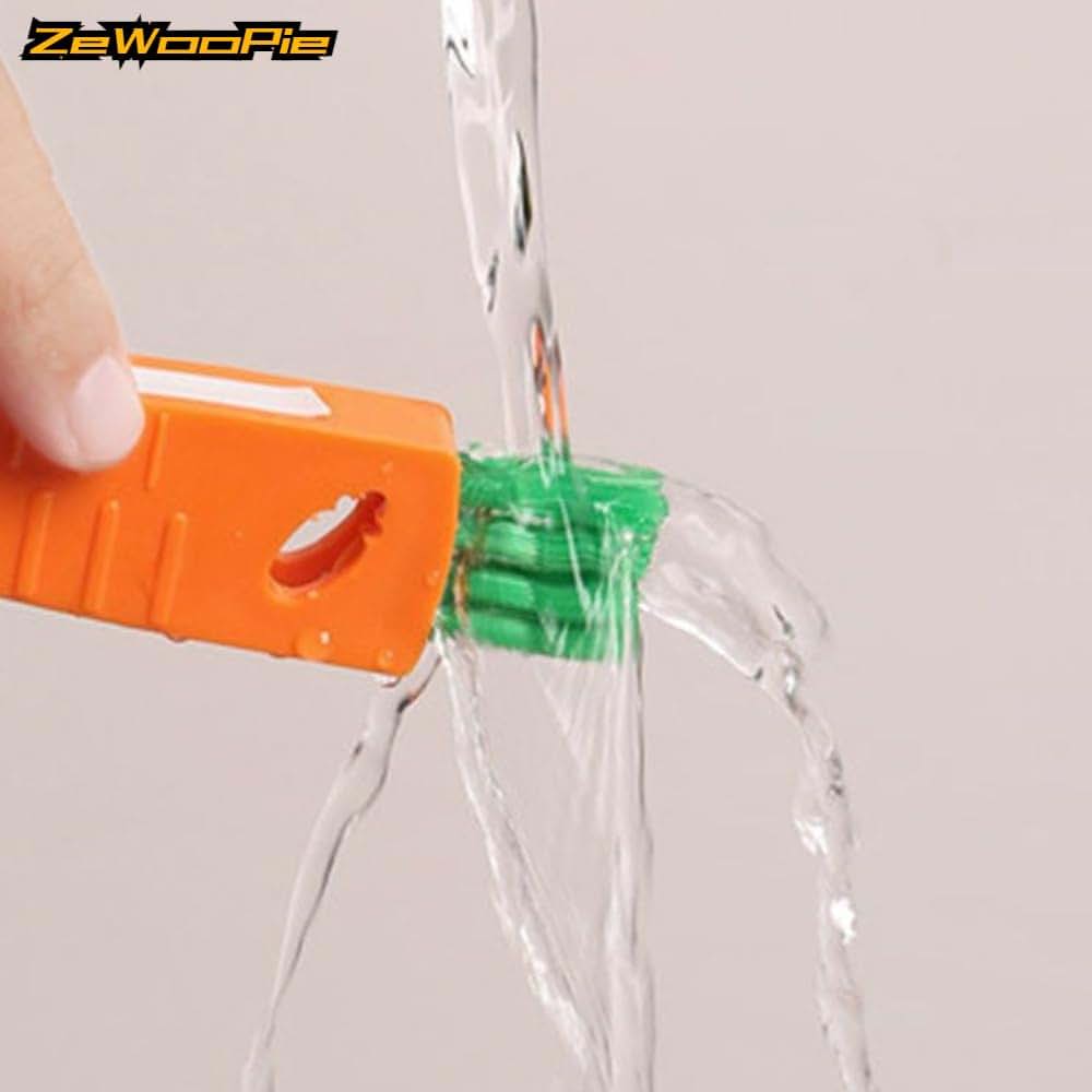 scrit Hard-bristled Crevice Cleaning Brush, 5Pcs Carrot Design Multifunctional Cleaning Brush for Water Bottle Nursing