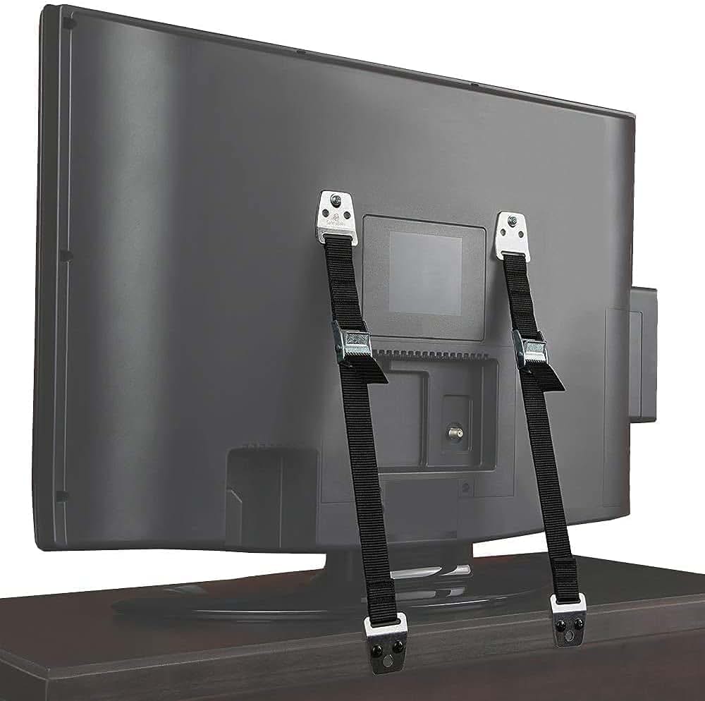 Heavy Duty Metal Anti Tip Straps - Adjustable Furniture Wall Anchors for Baby Proofing, Pack of 2