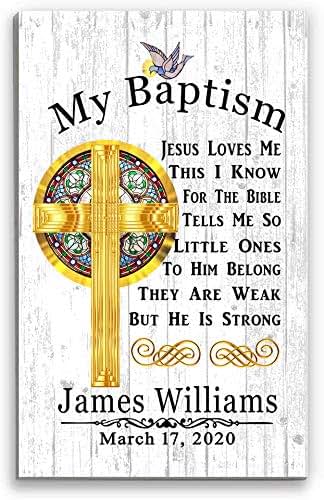 Broad Bay Baptism Gift Blessing PERSONALIZED Christening Gifts - For Boys Baby Girls Babies - Solid Wood - 16.5in x