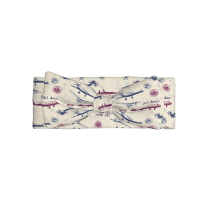 TZTTZT Retro Airplane Print Baby Girls Bows Headband