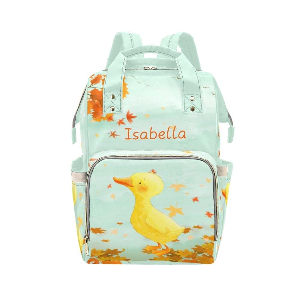 NZOOHY Cute Little Yellow Duck Personalized Diaper Bag,Custom Name Diaper Backpack Mommy Nursing Bag for Baby Boy Girl