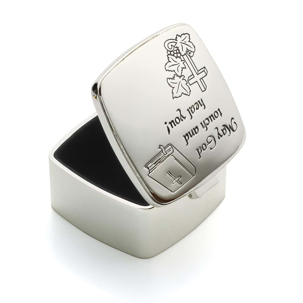 Unisaches Holy First Communion Keepsake Box Silver Baby Jewelry Gift 2.4 * 2.6 * 1.3in (photo 4)