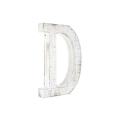 HomeRoots 16" Distressed White Wash Wooden Initial Letter D Sculpture