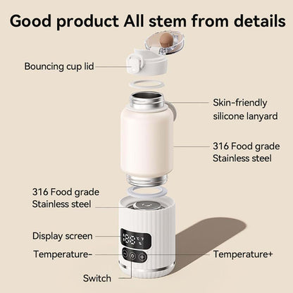 Huasida Portable Bottle Warmer White 15oz Travel Mug