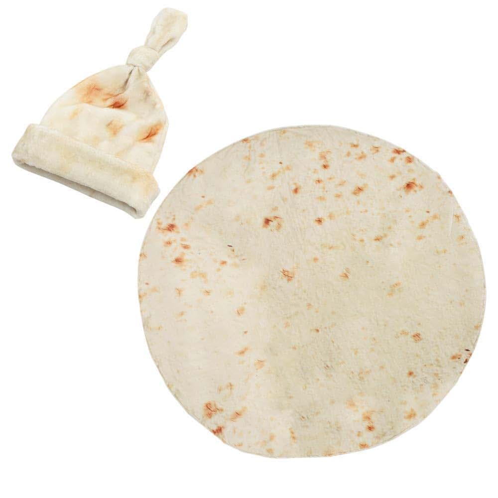 Ashipher Burrito Swaddle Blanket And Hat Set, 36 Inch Round Flannel Wrap