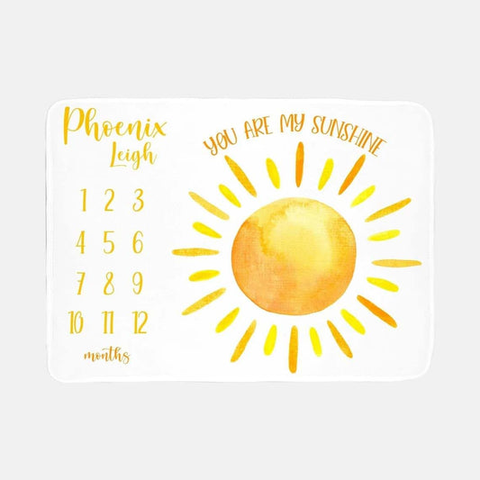 Cozyy Personalized Baby Milestones Gift Sun Blanket, You are My Sunshine Baby Milestones Blankets, Sun Monthly Blanket