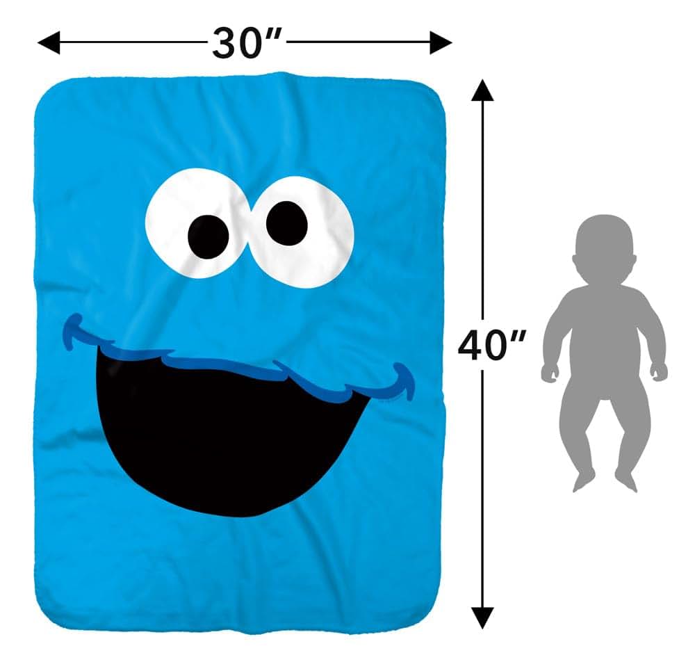 Sesame Street Cookie Monster Sherpa Baby Blanket, 30x40 Inch, Unisex