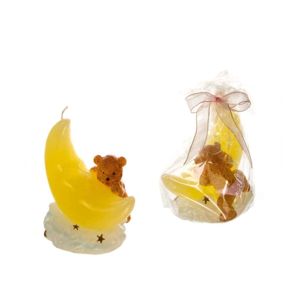 Lunaura Teddy Bear Climbing On Moon Candle Set, Pink