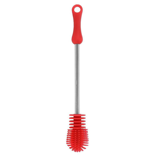 Taidda Bottle Brush, Silicone Cleaning Brush 10.63 Inch Red Kitchen Bottle Cleaner Brush with Antislip Handle for
