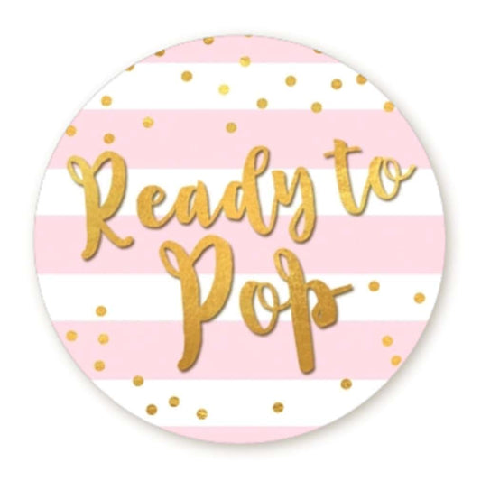 Stripe Ready to Pop Stickers, Faux Metallic Gold, 1.67 Inches Round - 48 Stickers, Ready to Pop Baby Stickers for