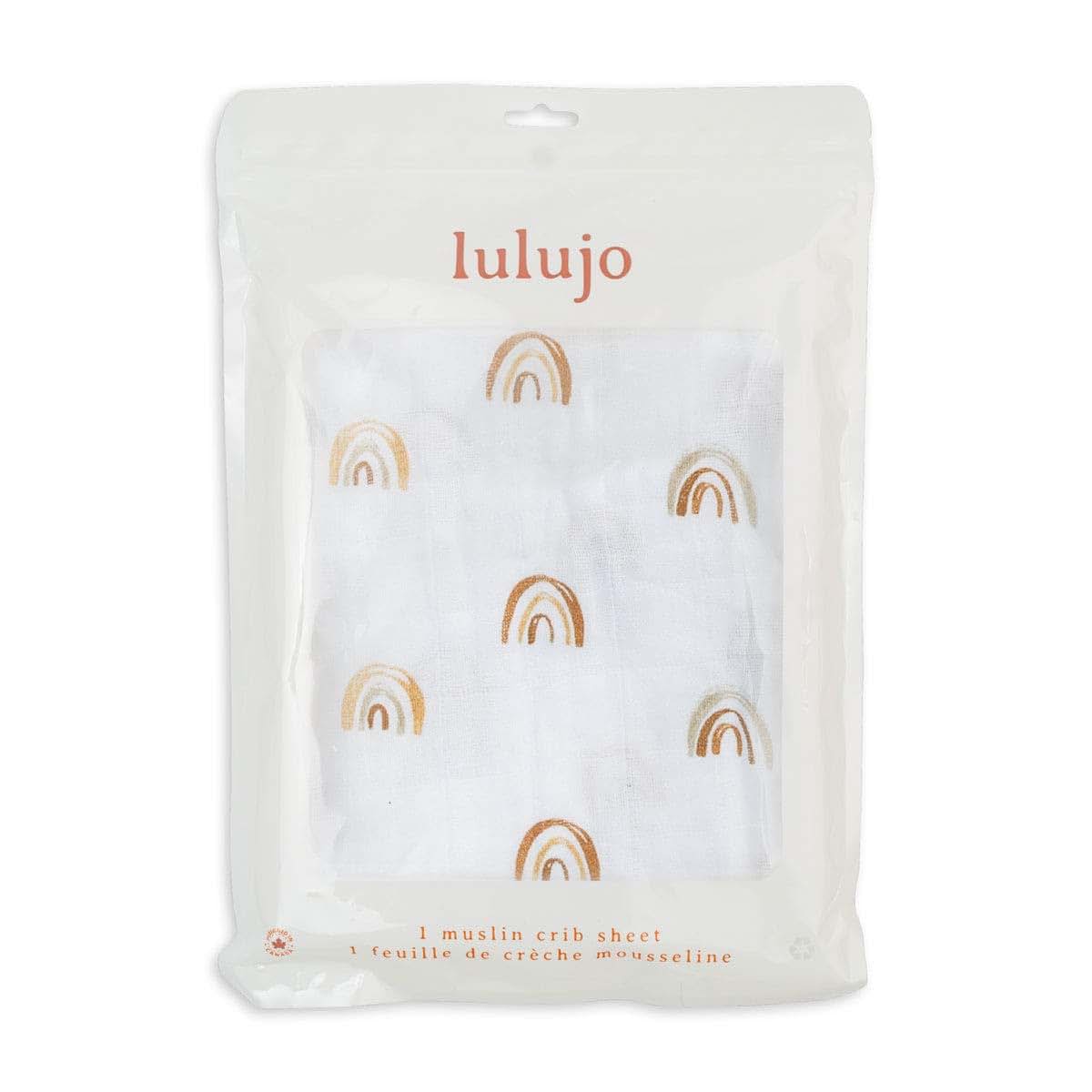 Lulujo Muslin Crib Sheets, Fitted, 28x52 Inches, Rainbow, 2-Pack