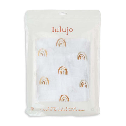 Lulujo Muslin Crib Sheets, Fitted, 28x52 Inches, Rainbow, 2-Pack