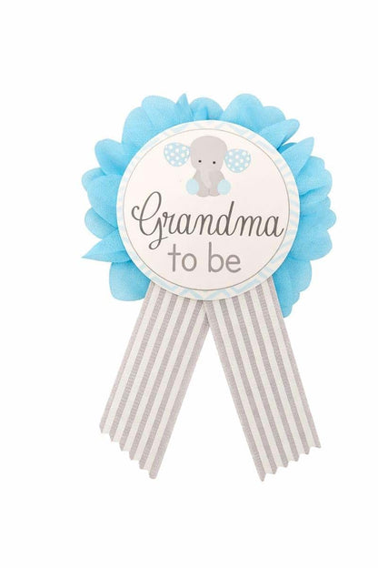 Amy's Bubbling Boutique Elephant Baby Shower Pins – Mommy to Be, Daddy to Be, Grandma, Grandpa – Blue & Gray Cardstock