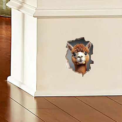 3D Alpaca Vinyl Wall Decals, Waterproof 2-Pack for Bedroom Decor