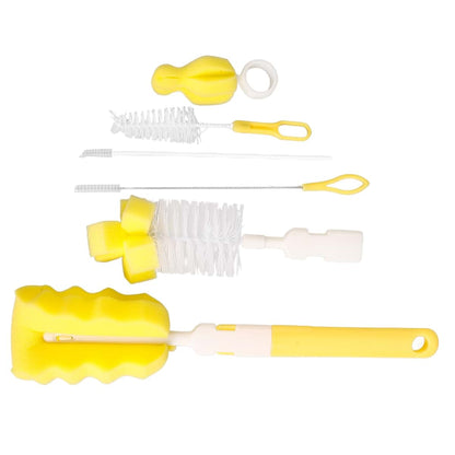 ibasenice 6-Piece Bottle Cleaning Brush Set with Long Handle, Yellow