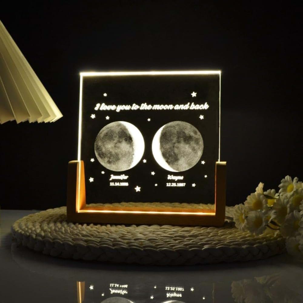 Zymech Personalized Moon Phases Crystal Night Light (photo 3)