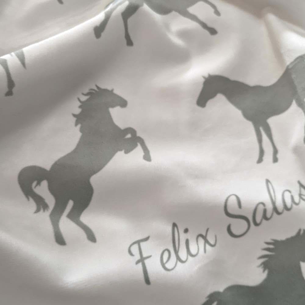 NICTIMEID Custom Baby Blanket with Name Print Horse Pattern, Personalized Newborn Gifts for Boys Girls, Soft Sherpa (photo 3)