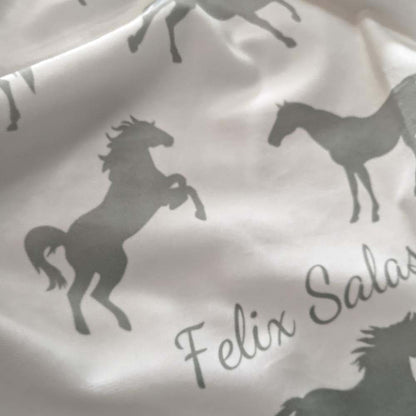 NICTIMEID Custom Baby Blanket with Name Print Horse Pattern, Personalized Newborn Gifts for Boys Girls, Soft Sherpa (photo 3)