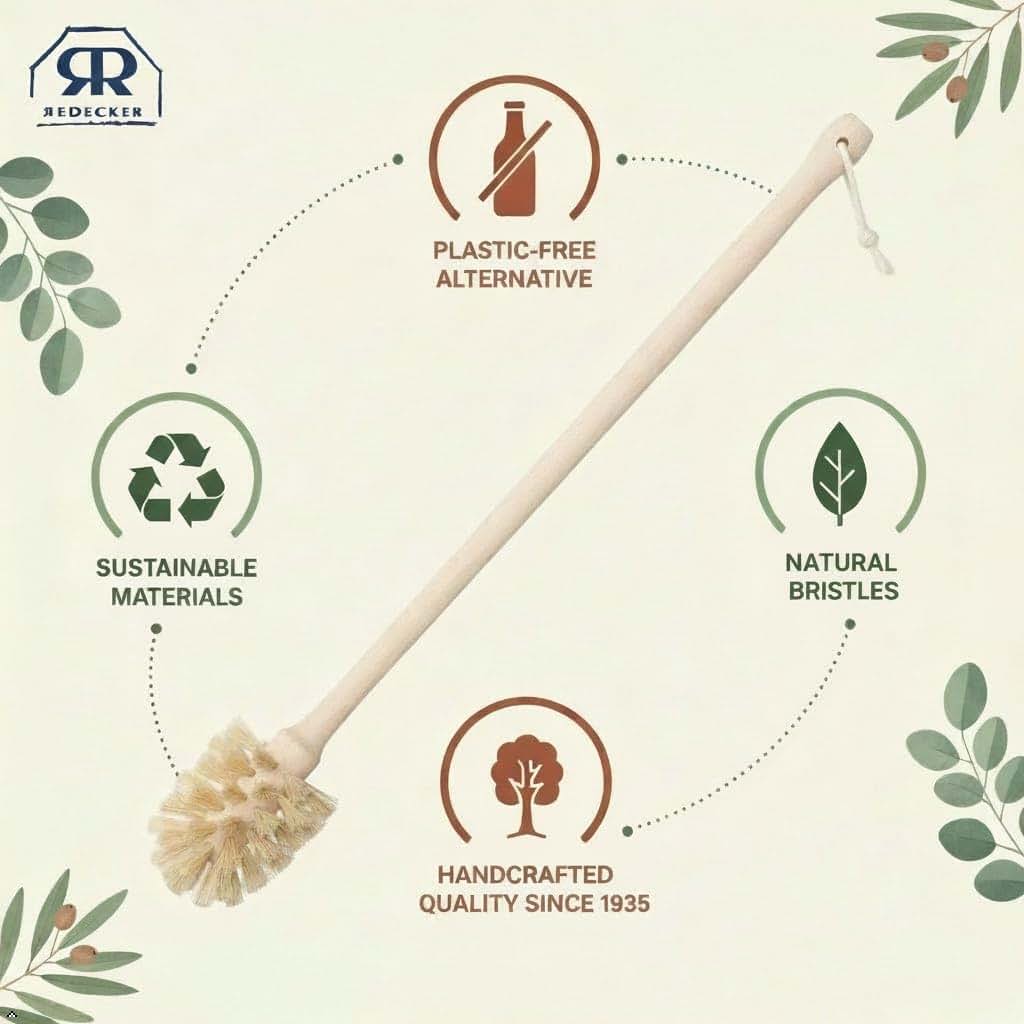 Redecker Bottle Brush with Light Horsehair Bristles and 14 Inch Beechwood Handle