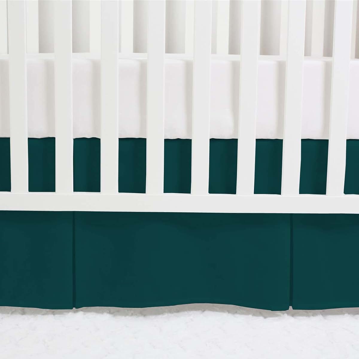 Balsara's Pleated Crib Bed Skirt, 800TC 100% Egyptian Cotton Teal Bedding Skirt (photo 2)