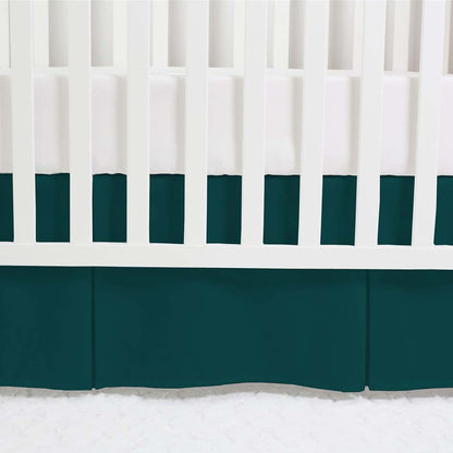 Balsara's Pleated Crib Bed Skirt, 800TC 100% Egyptian Cotton Teal Bedding Skirt (photo 2)