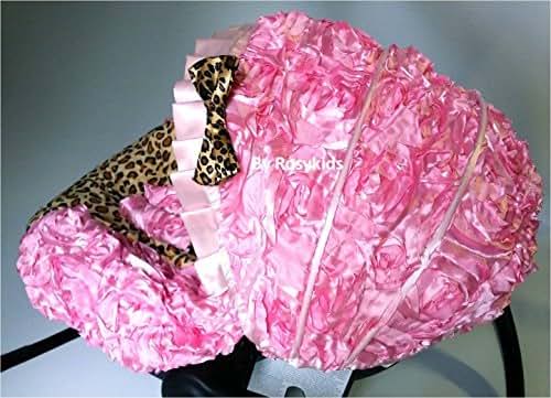 Rosy Kids Infant Carseat Canopy Cover 3pc Whole Caboodle in Baby Pink and Cheetah Print