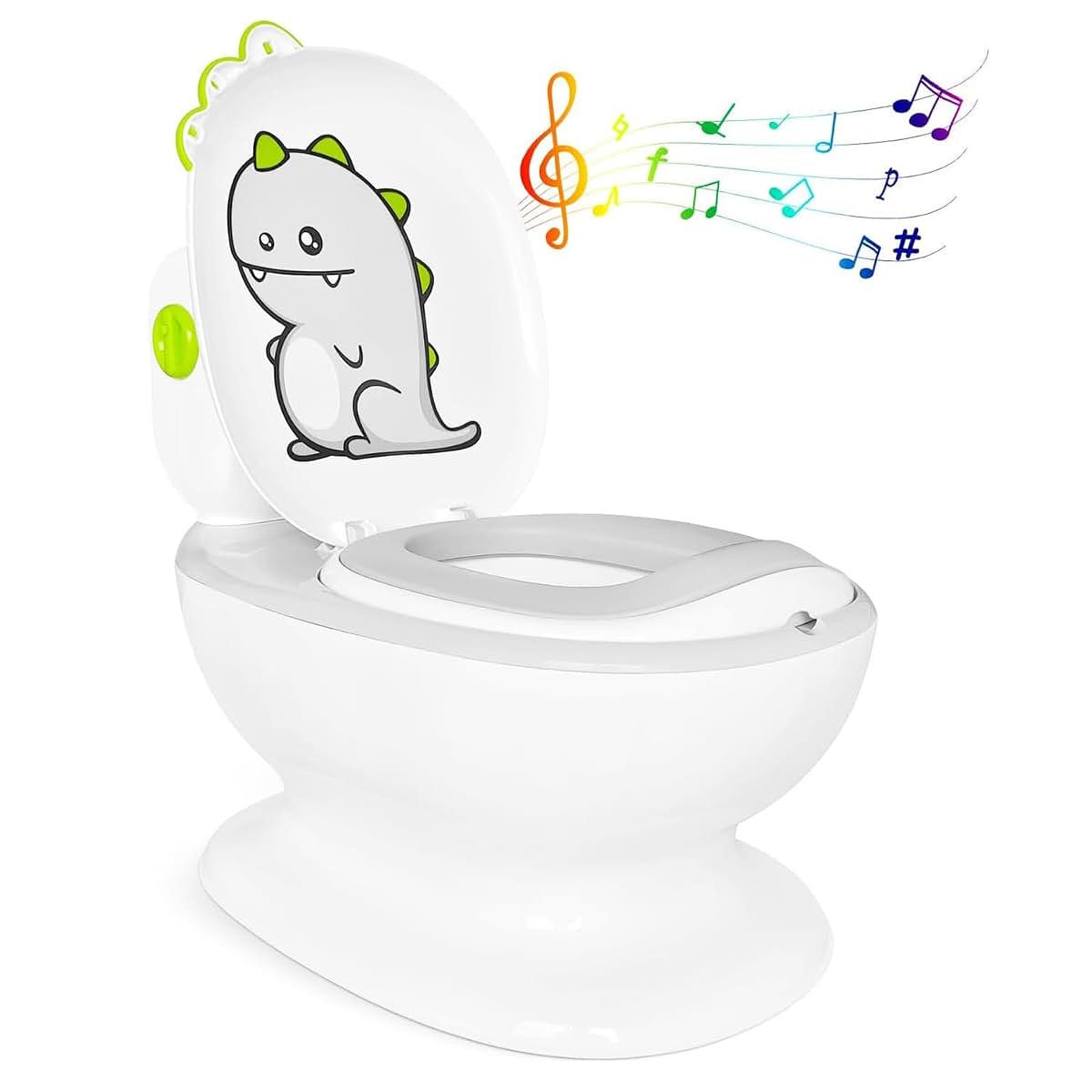 KtEli Toddler Potty Training Seat, Realistic Children's Toilet with Music for 1-3 Years, Dinosaurs Urinal Pot, Toilet