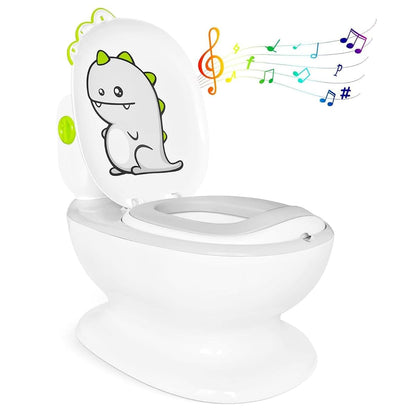 KtEli Toddler Potty Training Seat, Realistic Children's Toilet with Music for 1-3 Years, Dinosaurs Urinal Pot, Toilet