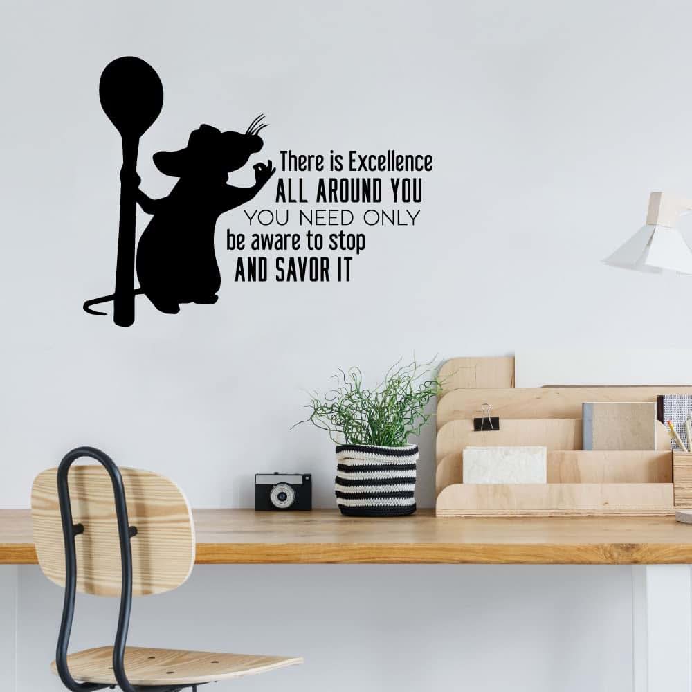 Kids Ratatouille Ramy Silhouette Vinyl Wall Decal with Quote, 22x30 Inch