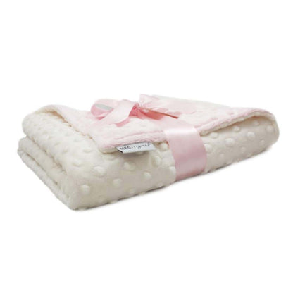 MEG Original Pink & Ivory Minky Dot Baby Crib Blanket 29x51