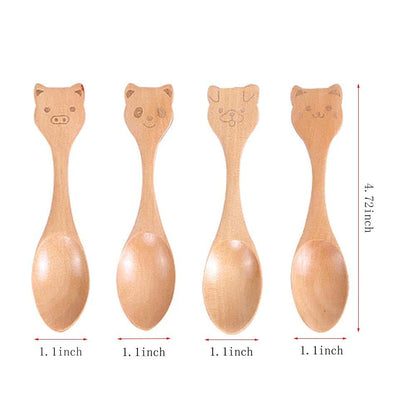 brandname Lanebudd Cartoon Cute Pattern Wooden Spoon Pig Dog Cat Panda Animal Pattern Spoon Personalized Childrens (photo 2)