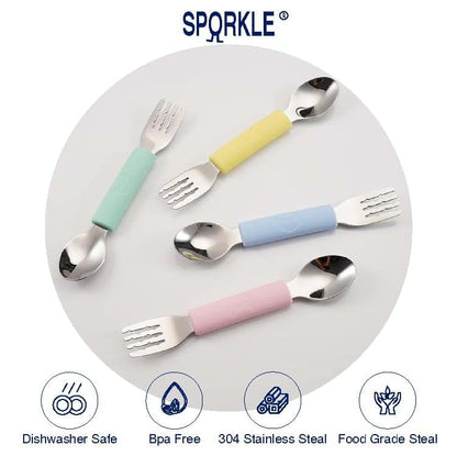 Rowers & Moon Stainless Steel Fork and Spoon Set For Toddlers (photo 4)