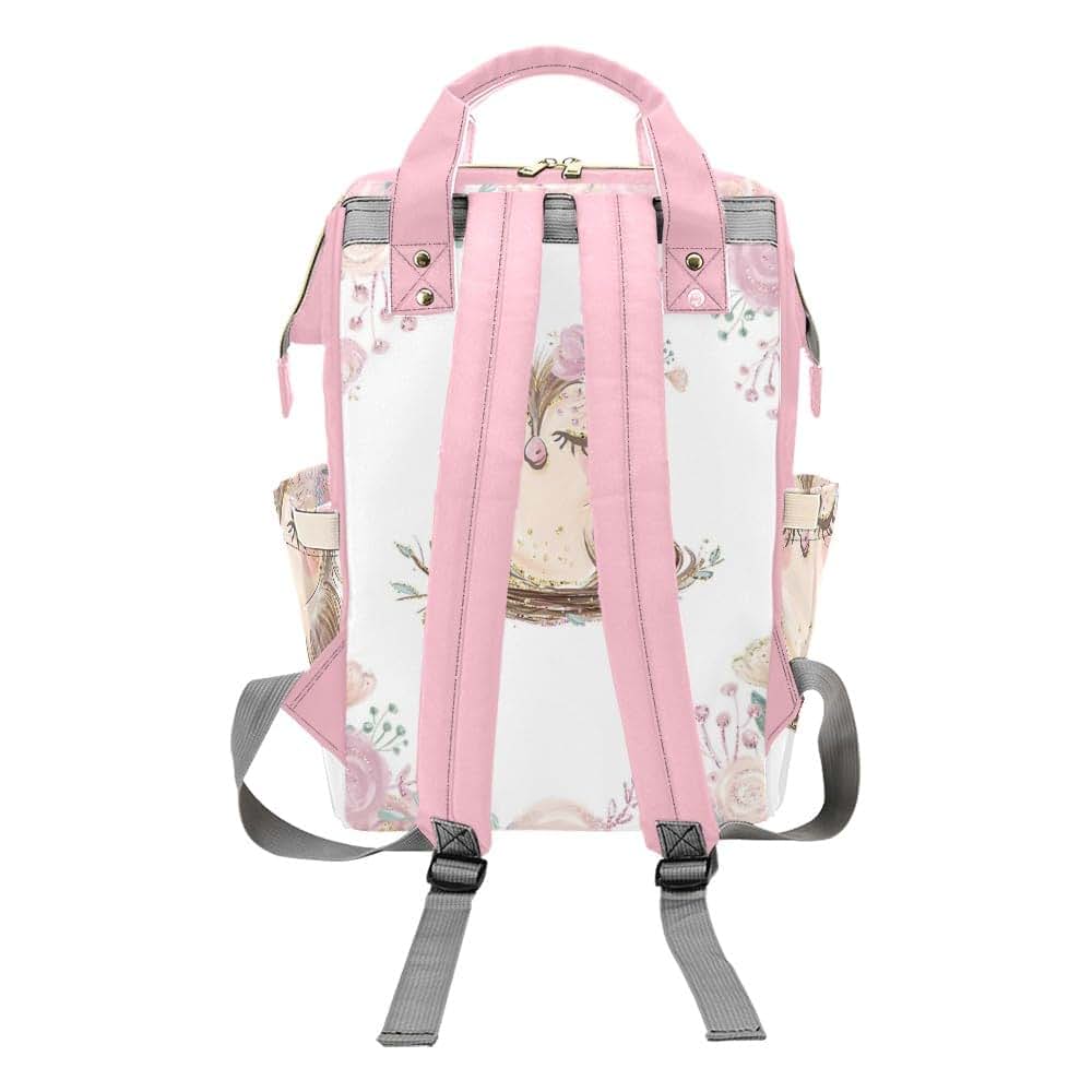 NZOOHY Pink Cute Floral Owl Personalized Diaper Bag Backpack Custom Name Large Capacity Diaper Backpack Travel Daypack (photo 3)