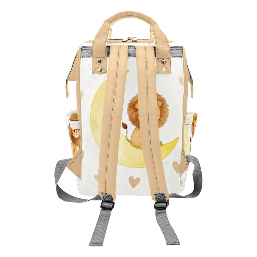 NZOOHY Cute Lion Personalized Diaper Backpack Custom Name Multi Function Diaper Bag Travel Daypack Nursing Nappy Baby (photo 3)