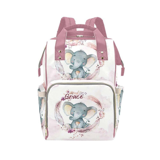 YallLocoMo Custom Name Diaper Bag Backpack Gift Watercolor Elephant Tribal Wreath Ultimate Nappy Bag: Spacious