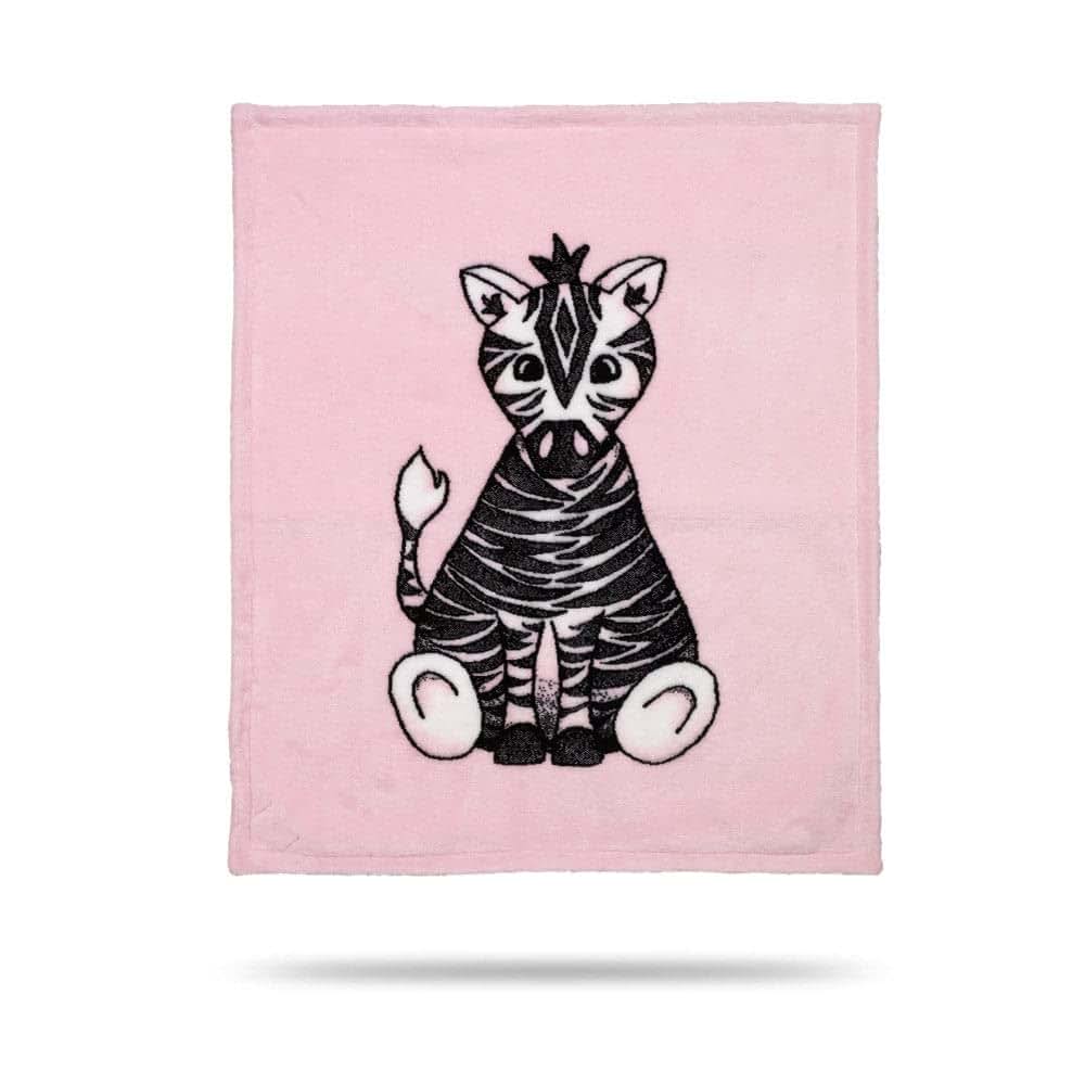 Denali Ultimate Comfort Baby Blanket - Hand-Stitched Microplush, Made in USA, Pink Zebra