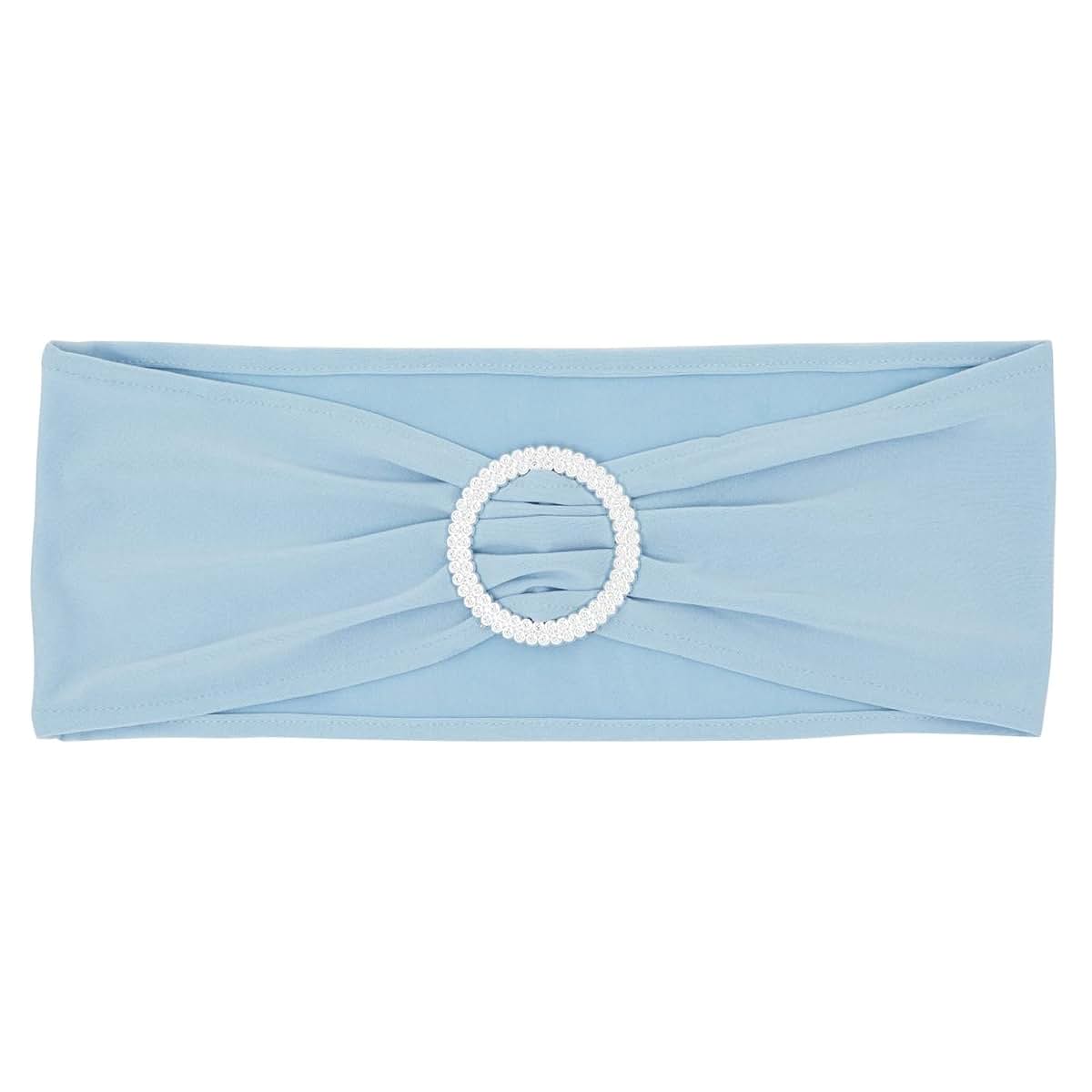 Juvale Light Blue Spandex Chair Sashes for Weddings and Parties