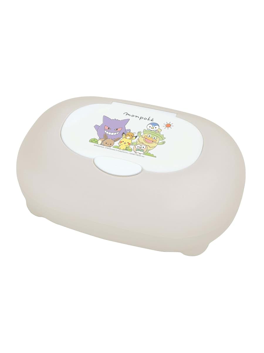 錦化成 Nishiki Kasei Wipes Case, Monpoke Approx. Width 7.5 x Depth 5.1 x Height 3.0 inches (19 x 13 x 7.5 cm), Beige, Made