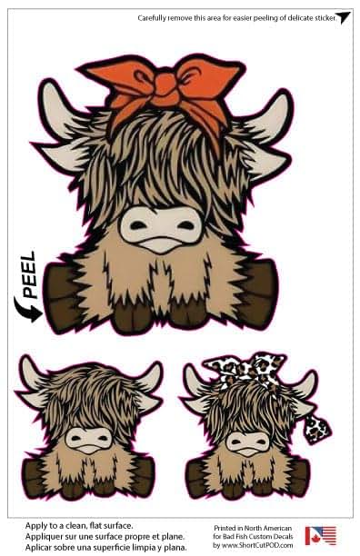 Sticker Bomb Vinyl Cute Highland Cow 3 Pack Vinyl Sticker (photo 2)