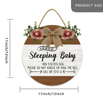 BabyOneStop Sleeping Please Do Not Ring Sign 12x12In Wood Wall Hanging