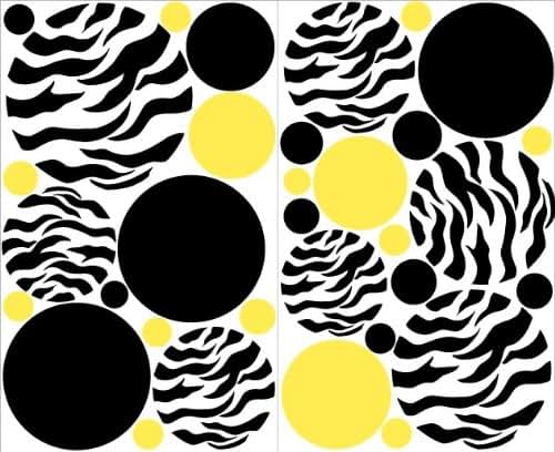 Zebra Print Yellow and Black Dots Wall Stickers/Decals