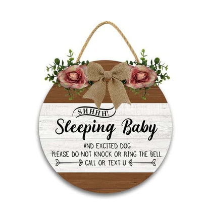 BabyOneStop Sleeping Please Do Not Ring Sign 12x12In Wood Wall Hanging