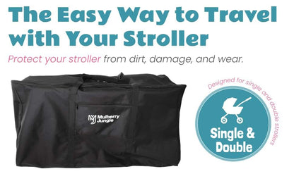 Venmark Mulberry Jungle Stroller Travel Bag with Hook for Single & Double Strollers, Black