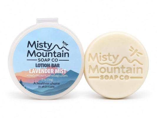 Lavender - Solid Lotion Bar - Made with Natural Oils and Butters by Misty Mountain Soap Co.