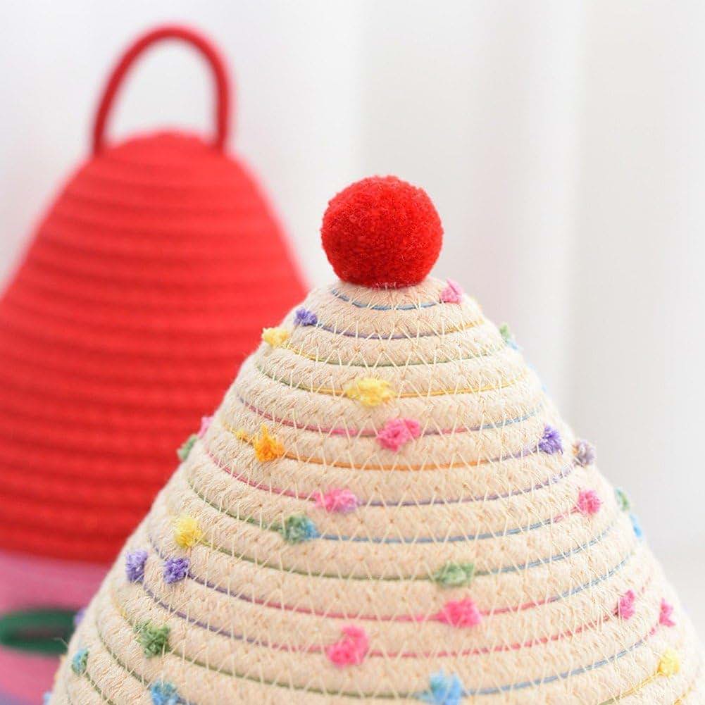 Vobumix Rainbow Pattern Cotton Cute Decorative Rope Basket Storage Organizer (photo 3)