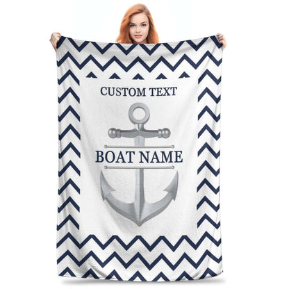 HNfmeug Personalized Nautical Themed Navy Blue Throw Blanket