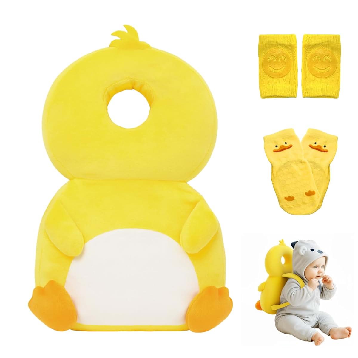 Baby Head Protector Backpack Set for Crawling and Play