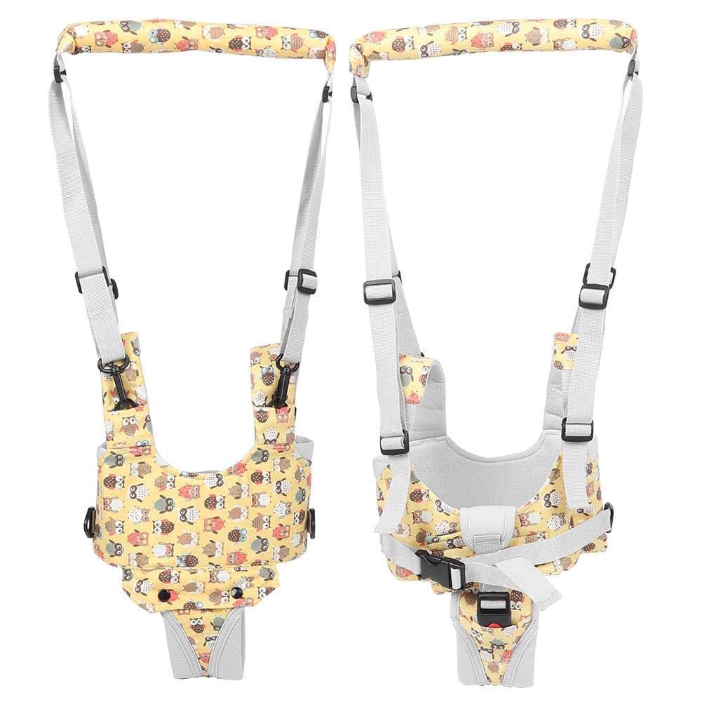 01 Baby Walking Assist, Adjustable Strap Baby Walking Harness for Help Baby to Learn Walking(Light Yellow-Owl Print)