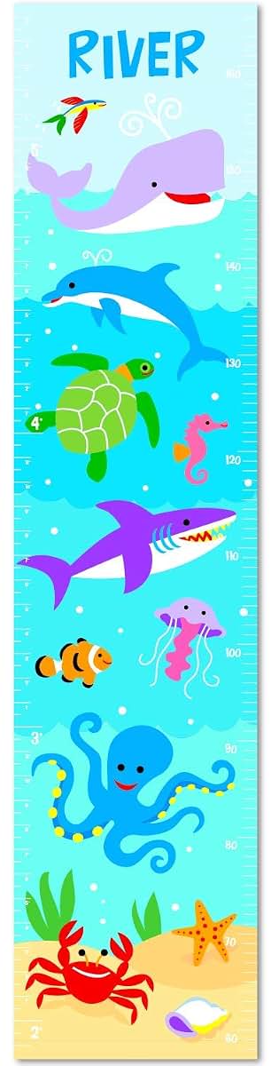Olive Kids Kids Personalized Ocean Canvas Growth Chart
